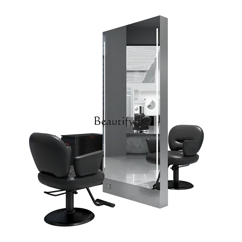 

Barber Shop Mirror Stainless Steel Single-Double-Sided Floor Mirror for High-End Corridor