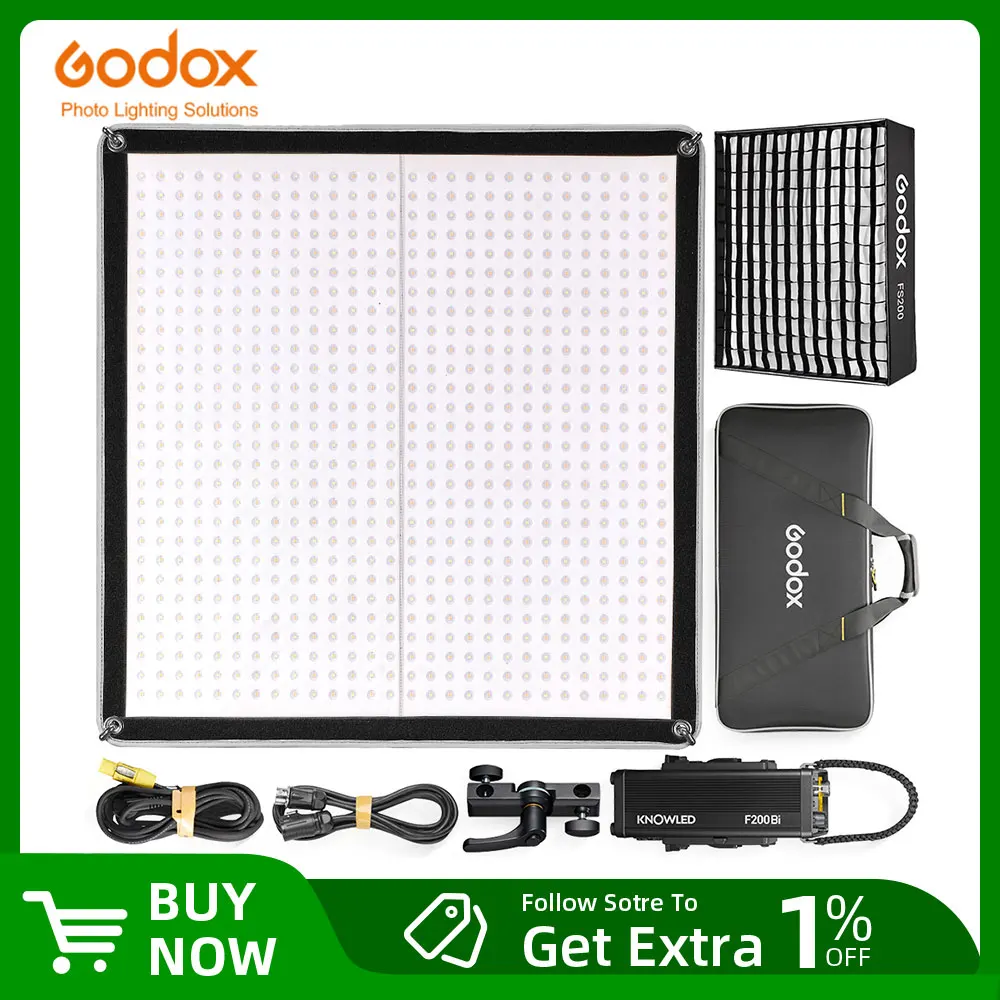 Godox F200Bi F400Bi F600Bi Flexible LED Mat 2700K-8500K Bi-Color CRI 96 TLCI 96 LED Light Panel Control by App