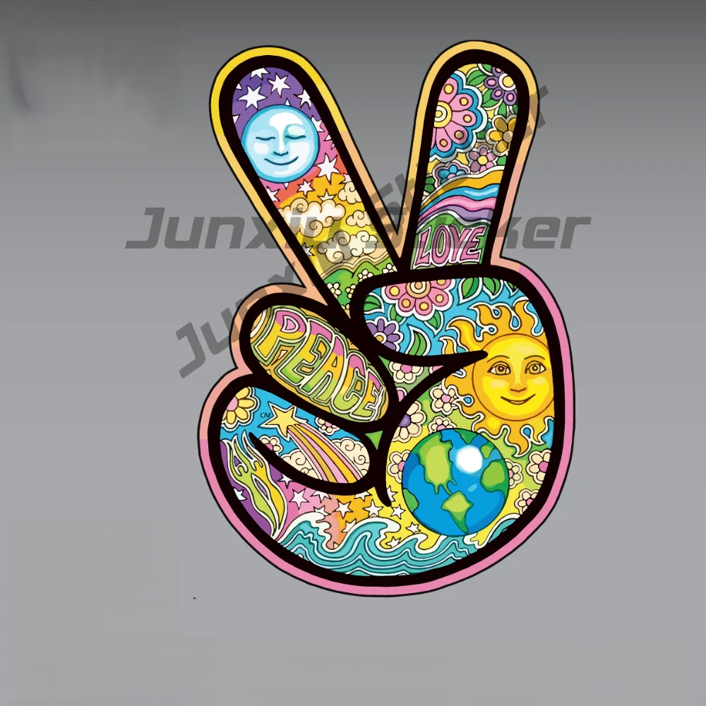 Peace Sign Celestial Decorative PVC Vinyl Sticker For Car Body And Rear Window Peace Theme Auto Decoration Decal