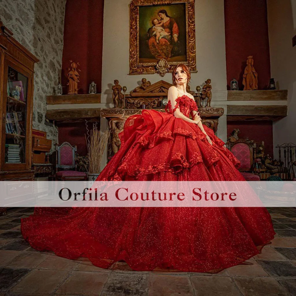 

Блестящее бальное платье принцессы, платье Quinceanera, с открытыми плечами и аппликацией, мексиканская девушка, милое, 16, для выпускного вечера, искусственные платья