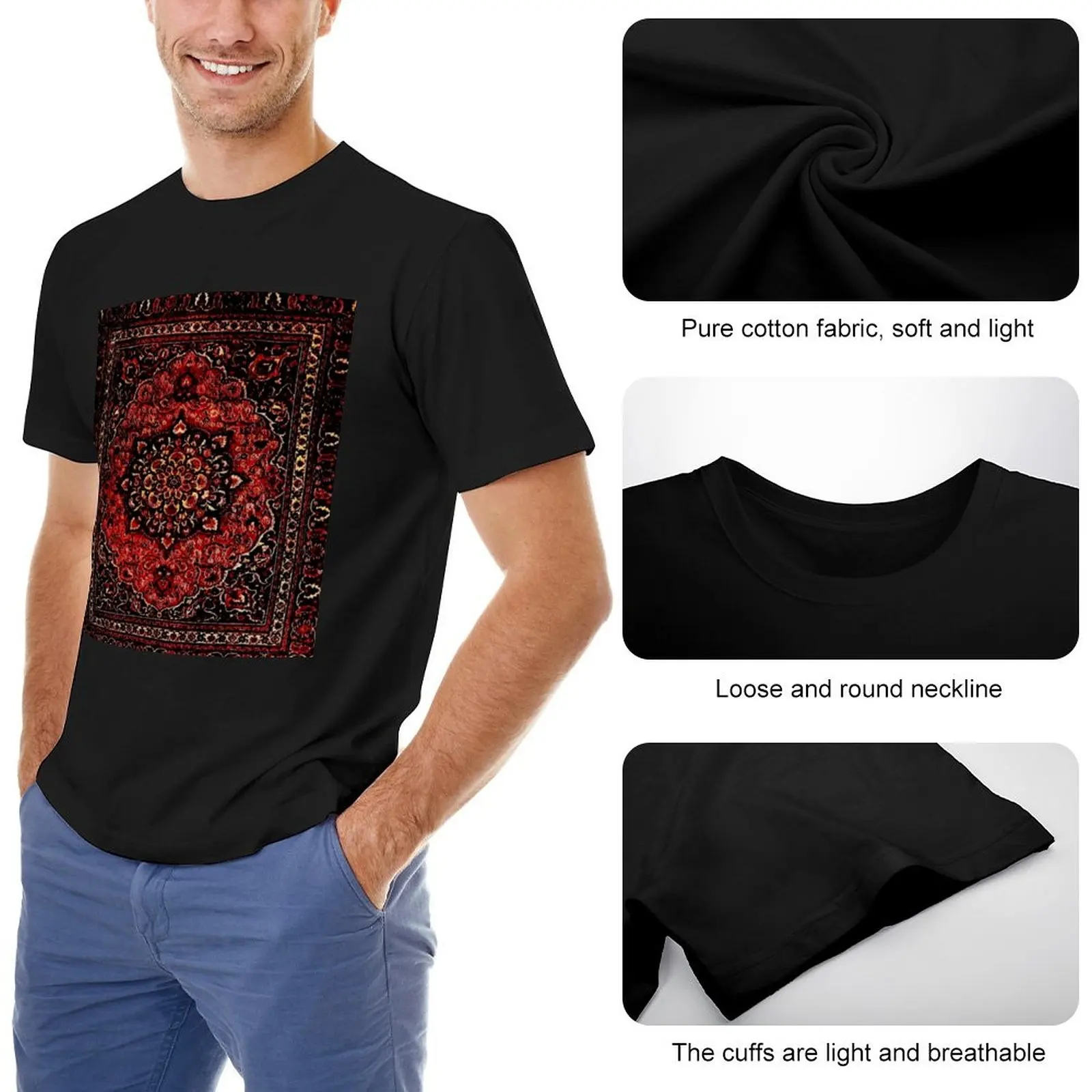 Persian carpet look in rose T-Shirt boys white t shirts plain t-shirt mens cotton t shirts