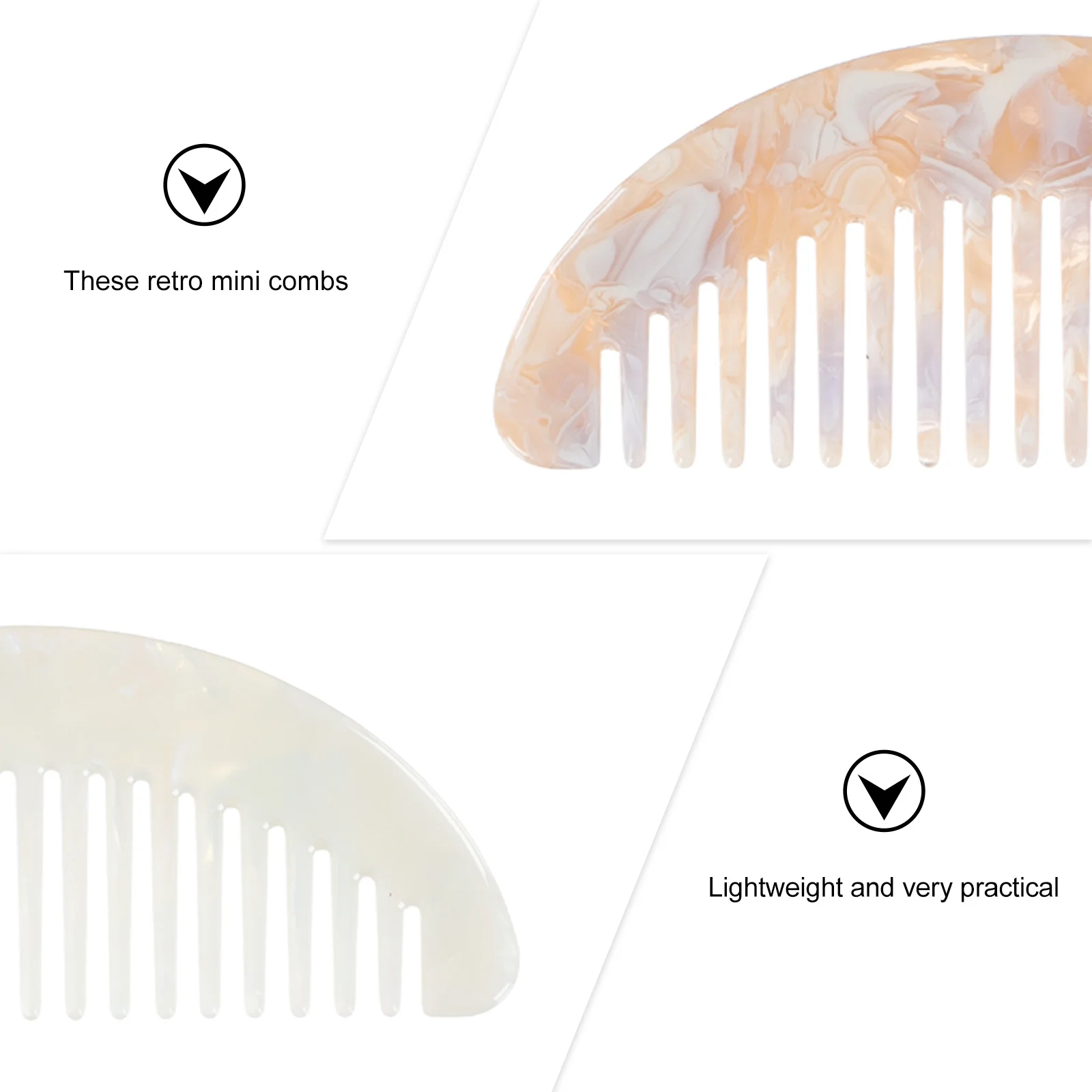 

2Pcs Retro Mini Wide Tooth Hair Comb Acetate Sheet Plastic Combs Anti-Static Smoothing Hair Tools Home Salon Use