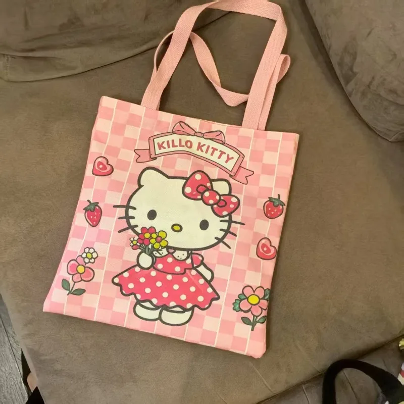 

Cute Hello Kitty Exquisite Handbag Fashionable Girl Heart Shoulder Bag Travel Large Capacity Handbag Women Accessories Wholesale
