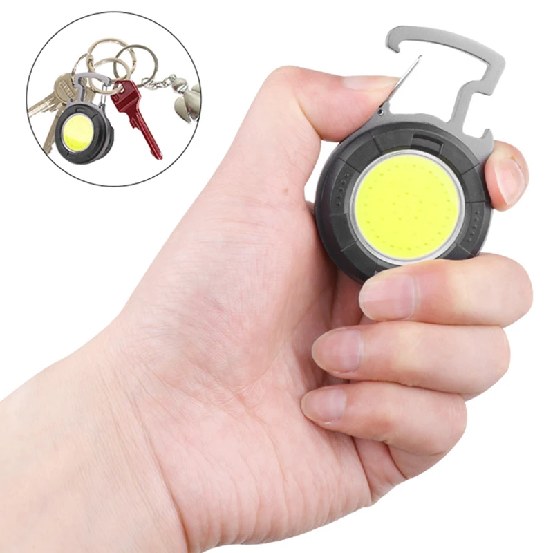 Work Light Mini LED Flashlight Pocket Flashlight Keychains USB Rechargeable For Outdoor Camping Small Light Portable Corkscrew