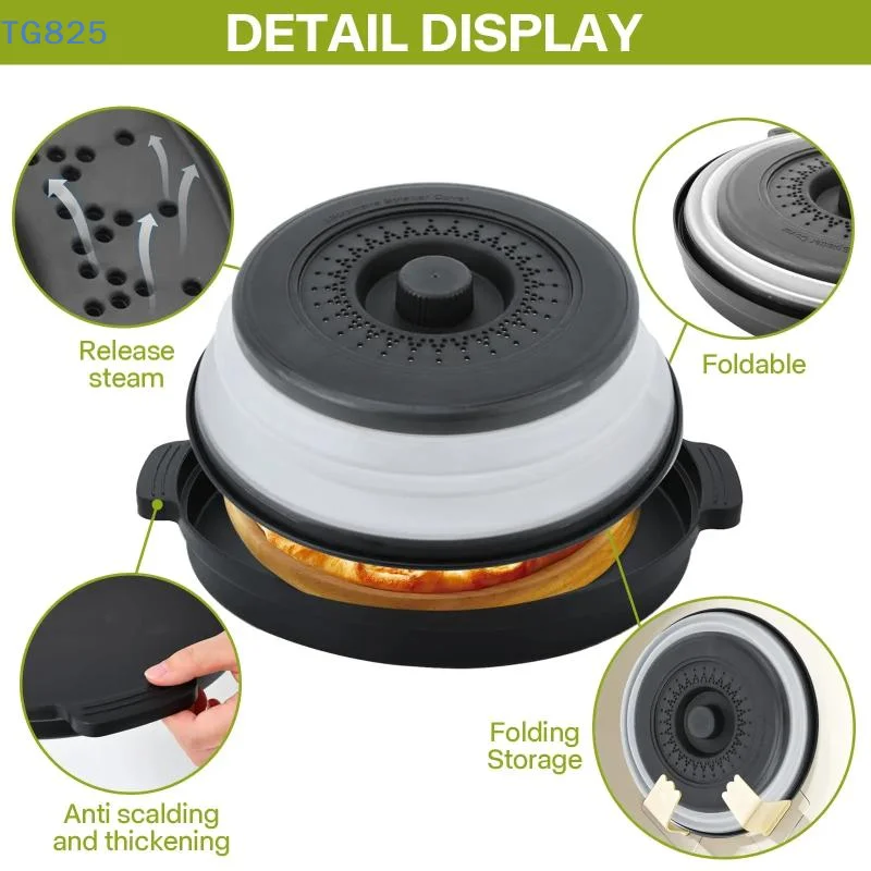 【AN】Microwave Food Splatter Cover Foldable Multifunction Splash Collapsible Guard Kitchen Gadget Colander For Meal Steaming Tray