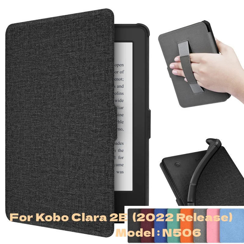 For Kobo Clara 2E Sleep Cover 2022 N506 PU Leather TPU Protective Ereader Case Magnetic Ebook With Hand Strap Case Hoesje Funda