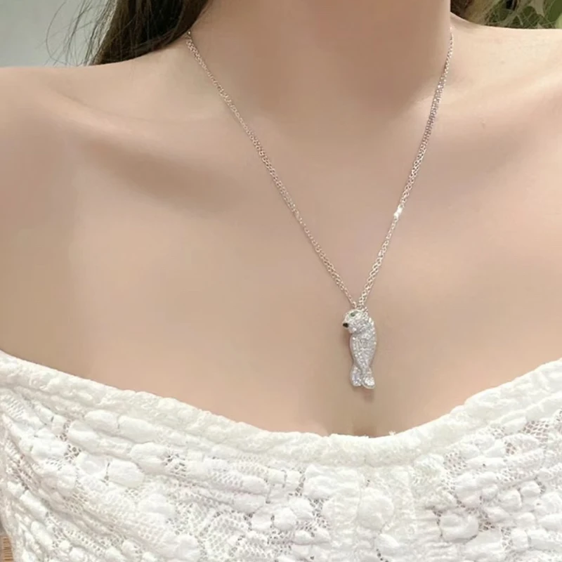Trendy Real 925 Sterling Silver Necklaces For Women Gift Leopard Design Full 5a Zircon Pendant Luxury Fine Jewelry