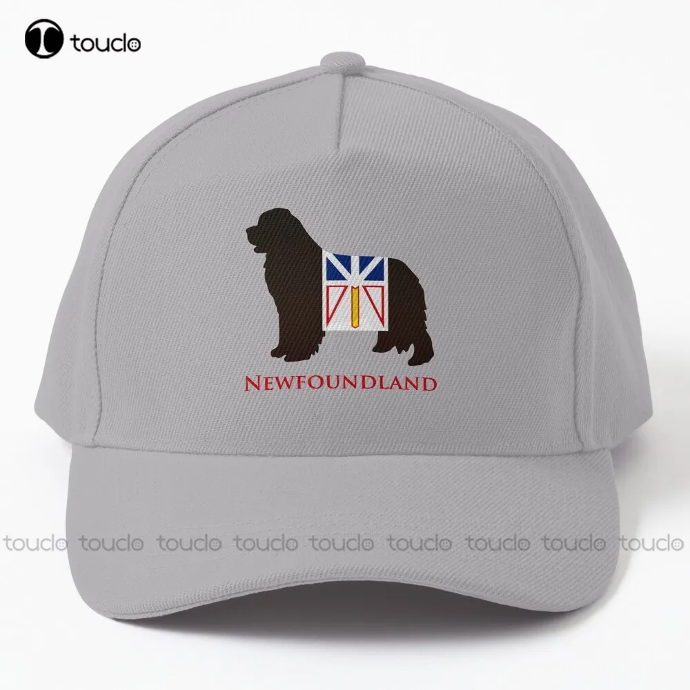 Newfoundland Dog sporting the Newfoundland flag! Berretto da Baseball cappelli per donna cotone Outdoor semplice visiera Vintag berretti Casual Art