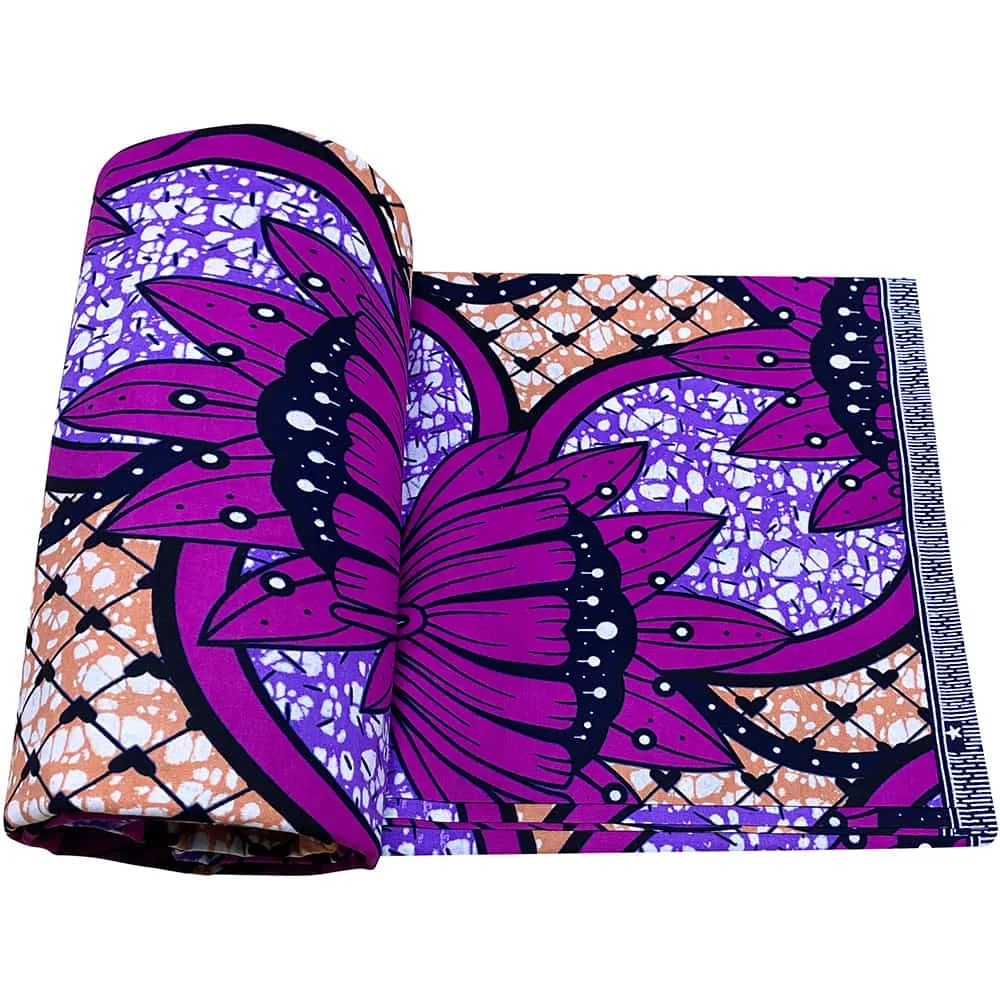 Tessuto in cera con stampa africana colorata fronte-retro 100% cotone per indumenti alla moda