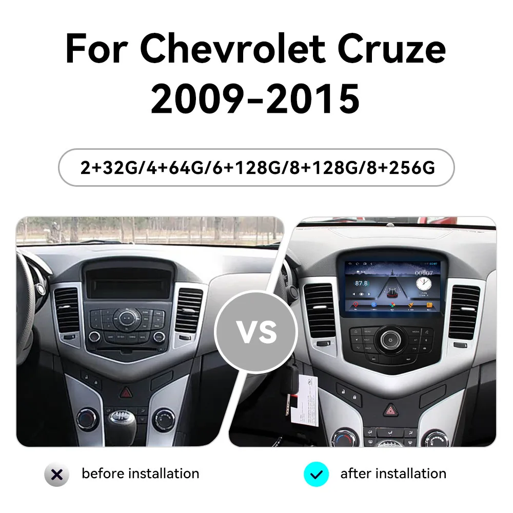 8 Inch Car Radio Multimedia Video Player For Chevrolet Cruze 2009-2015 GPS Navigation Stereo 4G Rds Dsp Carplay Android 13 Auto view 2