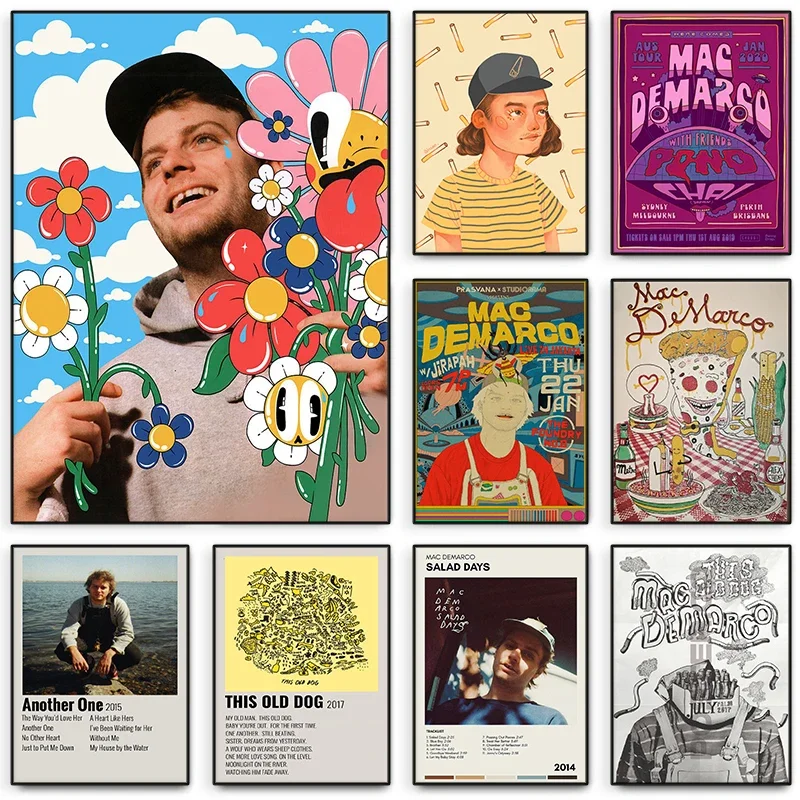 Pop Rock Singer Mac Demarco Poster Aesthetic Music Album Cover Rapper Hip Hop Comic Canvas Print Wall Art Home Room Decor