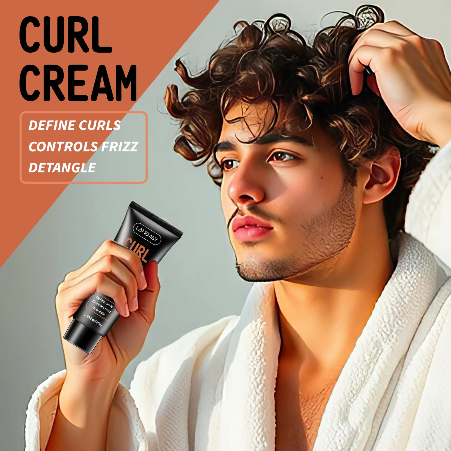 

Curl Cream for Men – Define Curls, Control Frizz & Detangle with Argan Oil smooth curls.