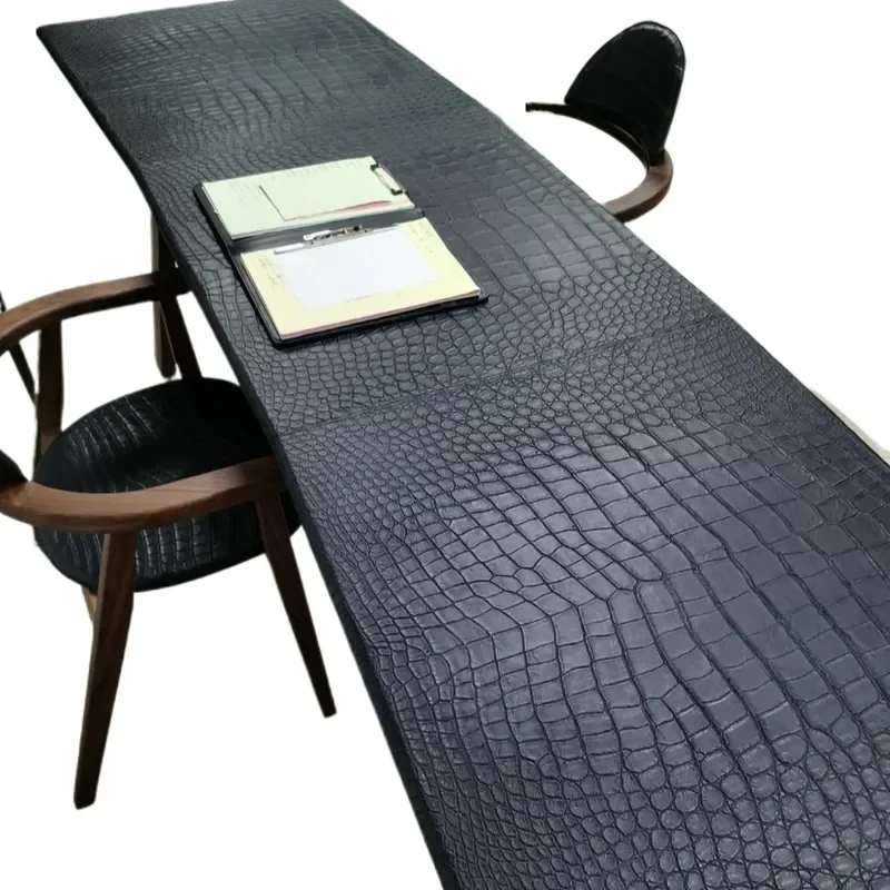for Rectangle Table Simple Training Desk Luxury Alligator Leather Conference Table Home Computer Desk and Chair Furniture Set