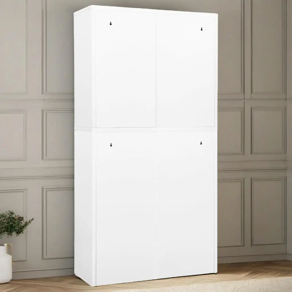 Modern White Steel Office Cabinet 35.4x15.7x70.9 Inches – Stylish Storage for Home & Office