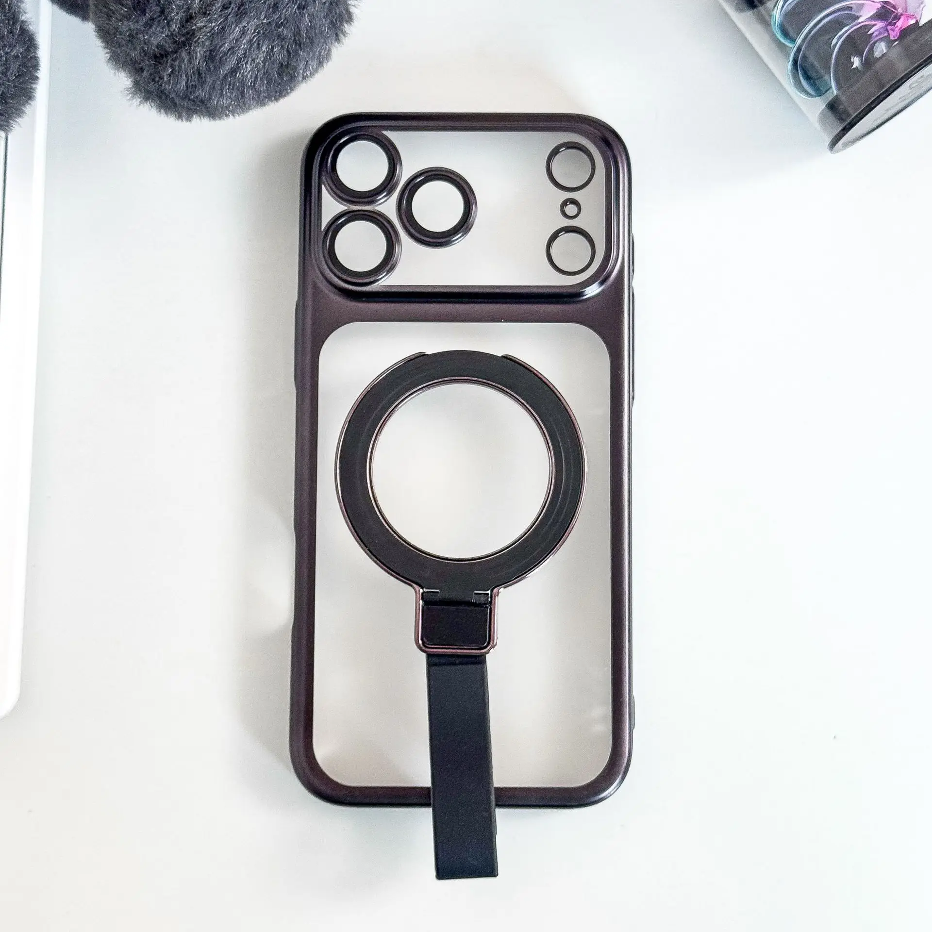 

Gradient Magnetic Case for iPhone 17/17 Air/17 Pro/17 Pro Max Series with Pivot Bracket Ring Holder Translucent Matte Shockproof