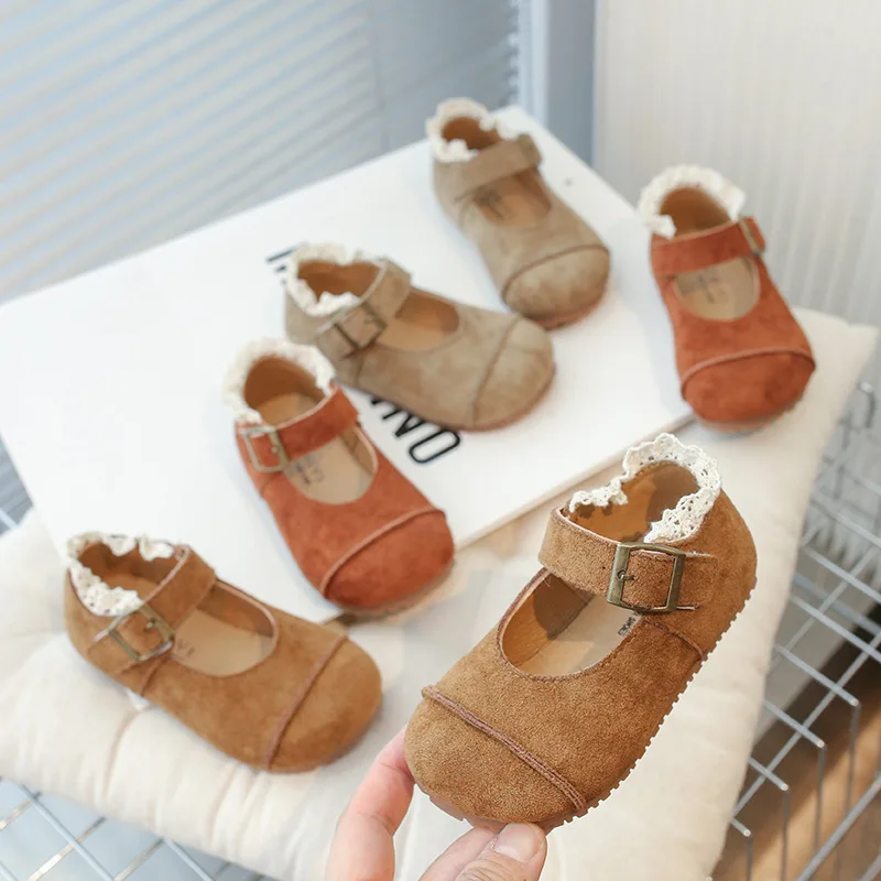 

Fashion Retro Moccasins Lolita Versatile Kid Princess Shoes Spring Girls New Leather Shoes Sweet Chic Lace Children Causal Shoes