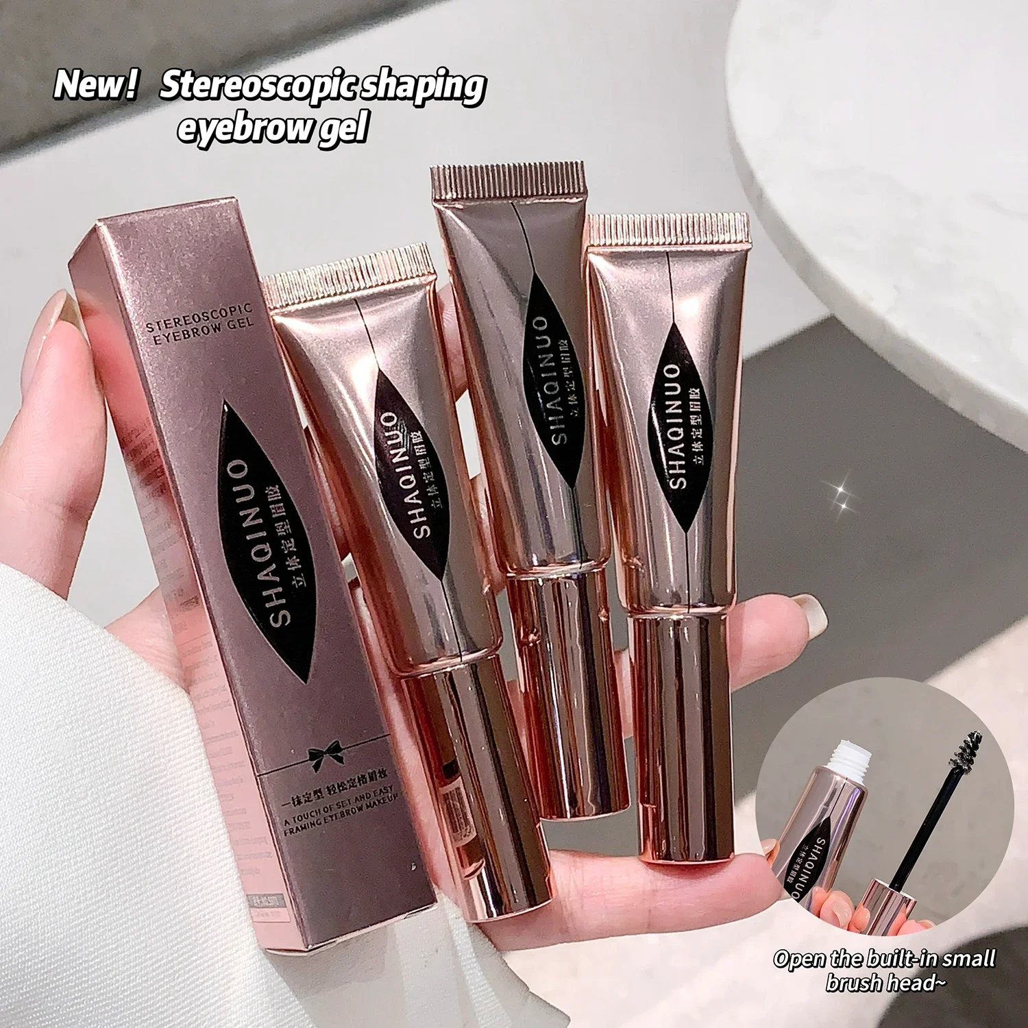 Gel para peinar cejas Fácil de dar forma y sujeción duradera, cepillo pequeño para una aplicación sin esfuerzo, de color natural para Al