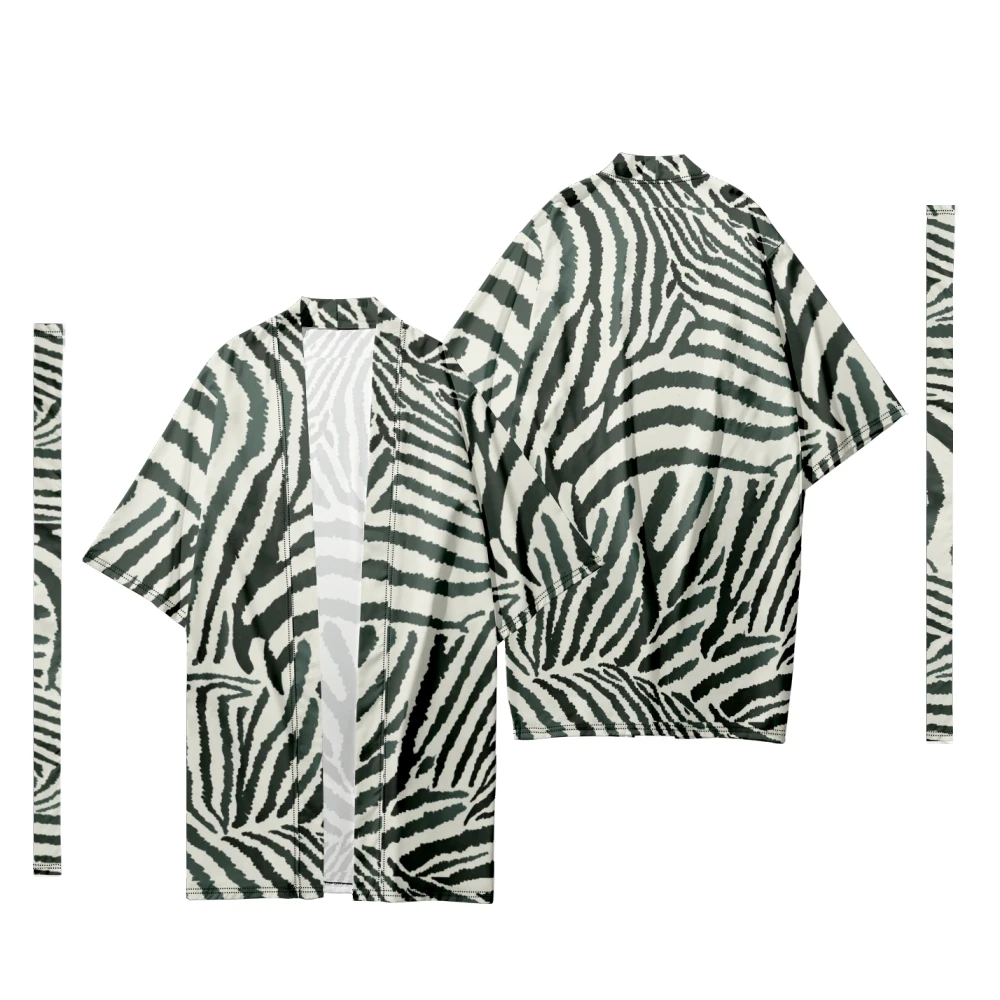 

Men's Japanese Long Kimono Cardigan Men's Samurai Costume Kimono Traditional Animal Stripes Kimono Shirt Yukata Jacket
