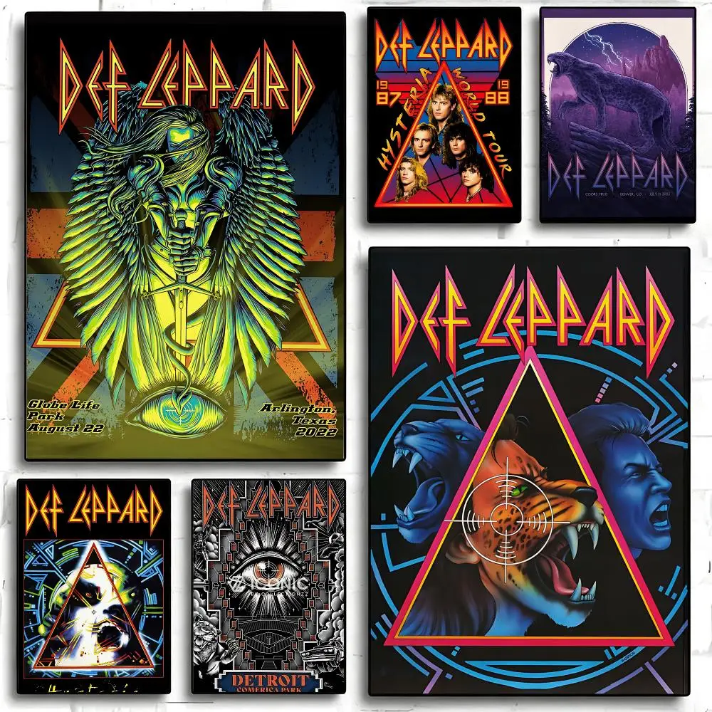 Póster de la banda Def Leppard, resistente al agua, de alta definición, sin marco, autoadhesivo, para decoración de paredes, ideal para el hogar, la habitación o como regalo.