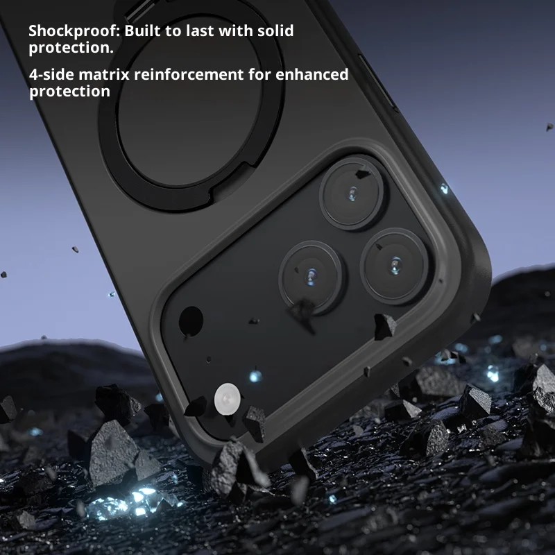 2026 جديد فاخر ماتي شفافة الدورية حامل جراب هاتف مغناطيسي آيفون 17 16 15 برو ماكس بلون متجمد الظهر Copver #3