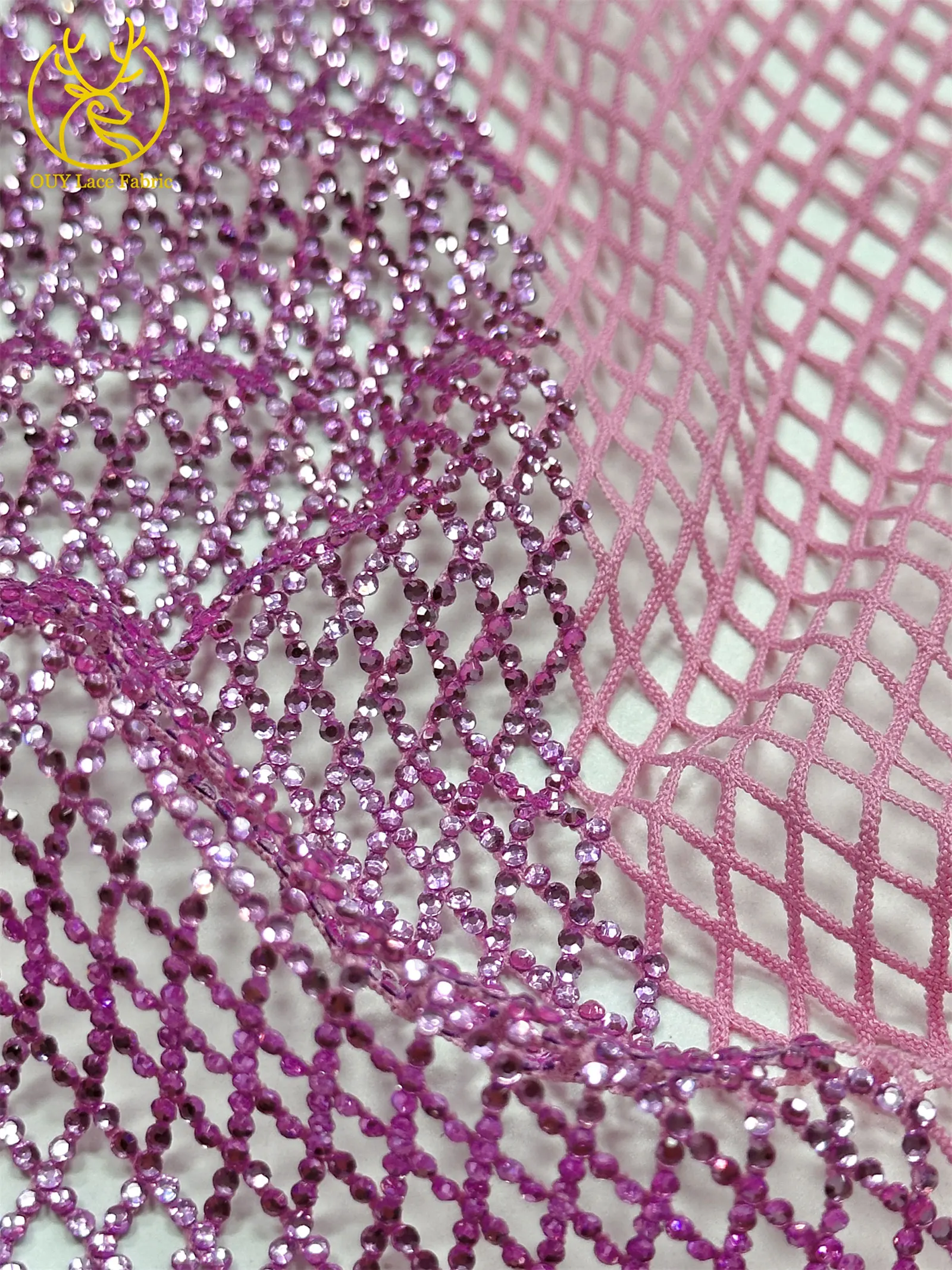 Eisblauer Nigerianischer Glasdiamant-Netzstoff 2026 Hochwertiger Afrikanischer Spitzenstoff Hochglänzender Hochzeits- und Partykleid-Stoff zum Nähen – Detail 14