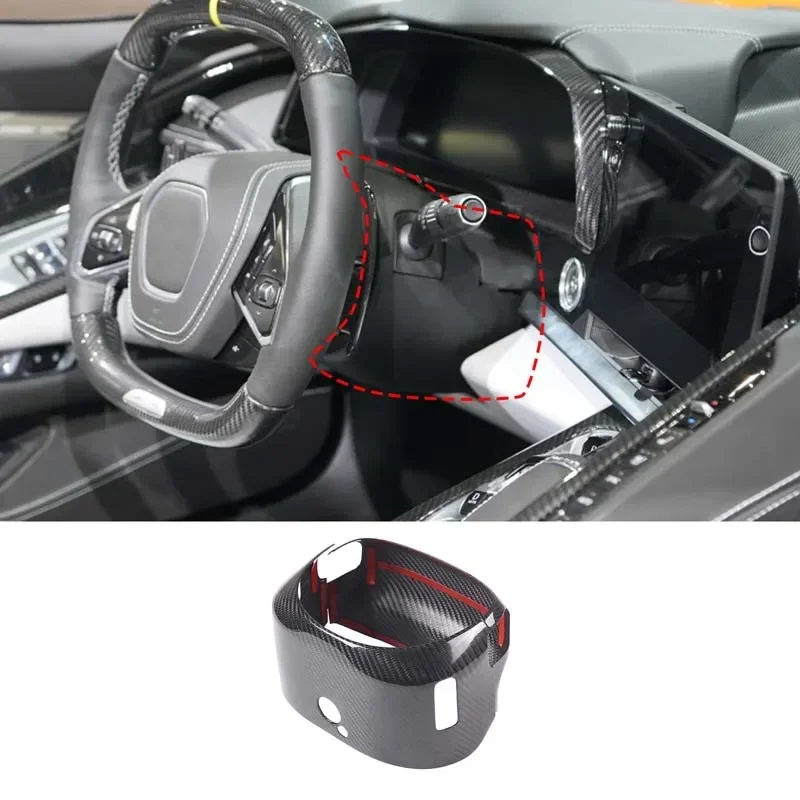 

For Chevrolet Corvette C7 2014-2019 Real Carbon Fiber Car Steering Wheel Base Telescoping Cover Car Decoration Accessories