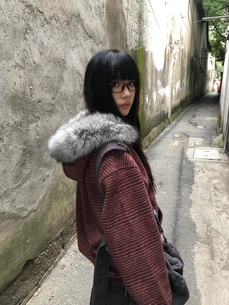 Amerykańska moda retro, płaszcz w paski z kapturem, damski, casualowy, kardigan w stylu Y2k, kurtki, estetyka Harajuku z lat 2000, vintage bluzy