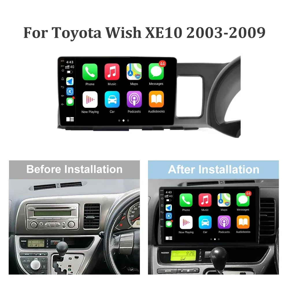 SKIG Android 13 Wireless Carplay For Toyota Wish XE10 2003-2009 Car Radio Multimedia Video Player Navigation GPS Auto Parts