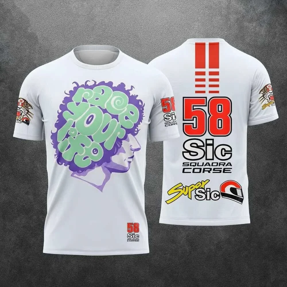 2026 Super Sic # 58 Marco Simoncelli Motorrad-Print Kurzarm-T-Shirt für Eltern und Kinder, lässige Sommer-T-Shirts, Familien-Partnerlook – Detail 6