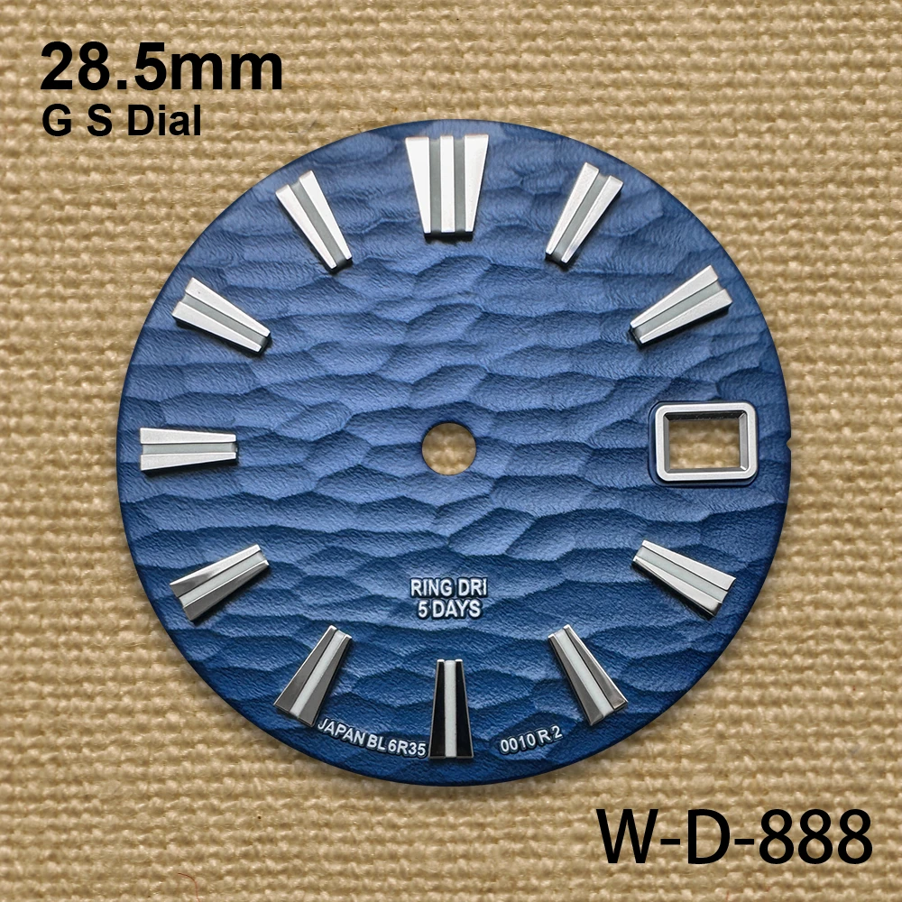 Logo GS 28.5Mm dengan Dial Grand S Cocok Cocok NH35/NH36/4R/7S Gerakan Jepang Gelombang Lumen Hijau Aksesori Jam Tangan Berkualitas Tinggi ﻿