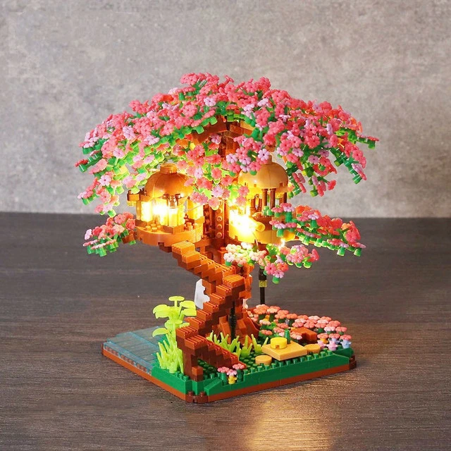 

Дом на дереве Сакуры, строительные блоки, алмазные блоки, японский вид на улицу, модель вишни, игрушки, микро-кирпичи, игрушки для девочек, подарок