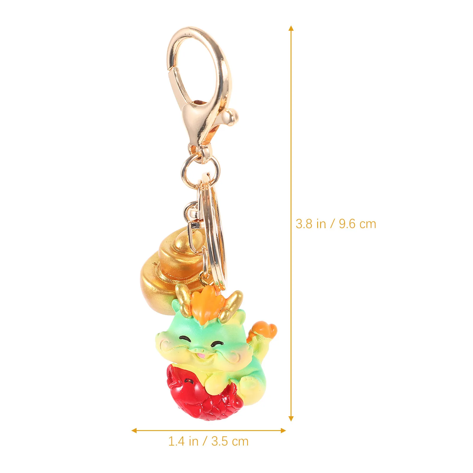 Chinese Style Dragon Keychain Cartoon Dragon and Ingot Pendant Car Keyring Decorative Bag Pendant Zodiac Symbol Lucky Alloy Key