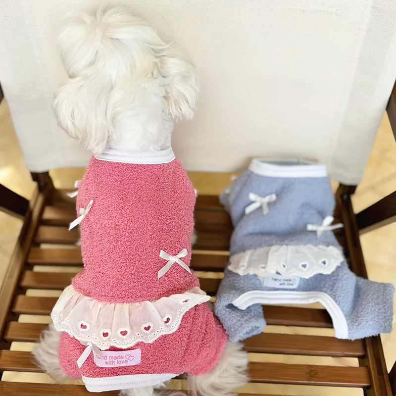 Autumn and Winter Colorful Lamb Fleece Jumpsuit Home Four Legged Pants Small Dog and Cat Double Sided Velvet Edge Pants