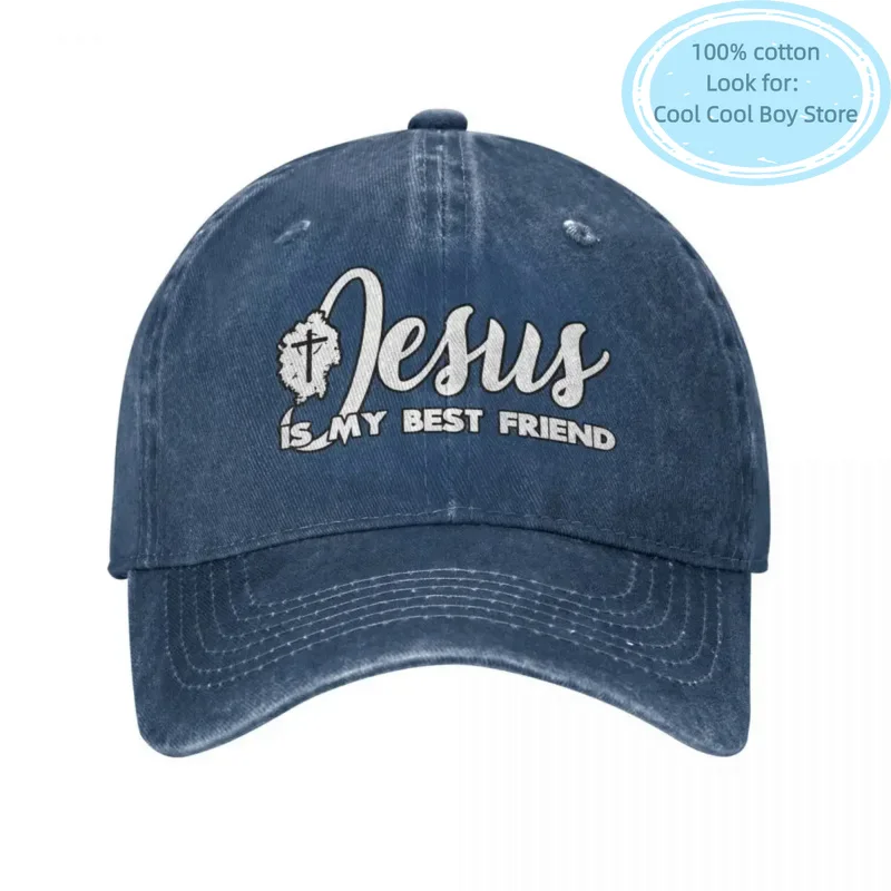 

2022 New Classic Denim Jesus Is My Best Friend Christian Baseball Cap Adult Unisex Summer Autumn Snapback Hat Cap Hats