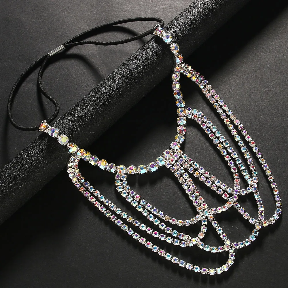 Stonefans Glitter Multilayer Thigh Chain Elastic Rope Body Accessories Fashion Women Colorful Rhinestone Leg Jewelry Belly Dance