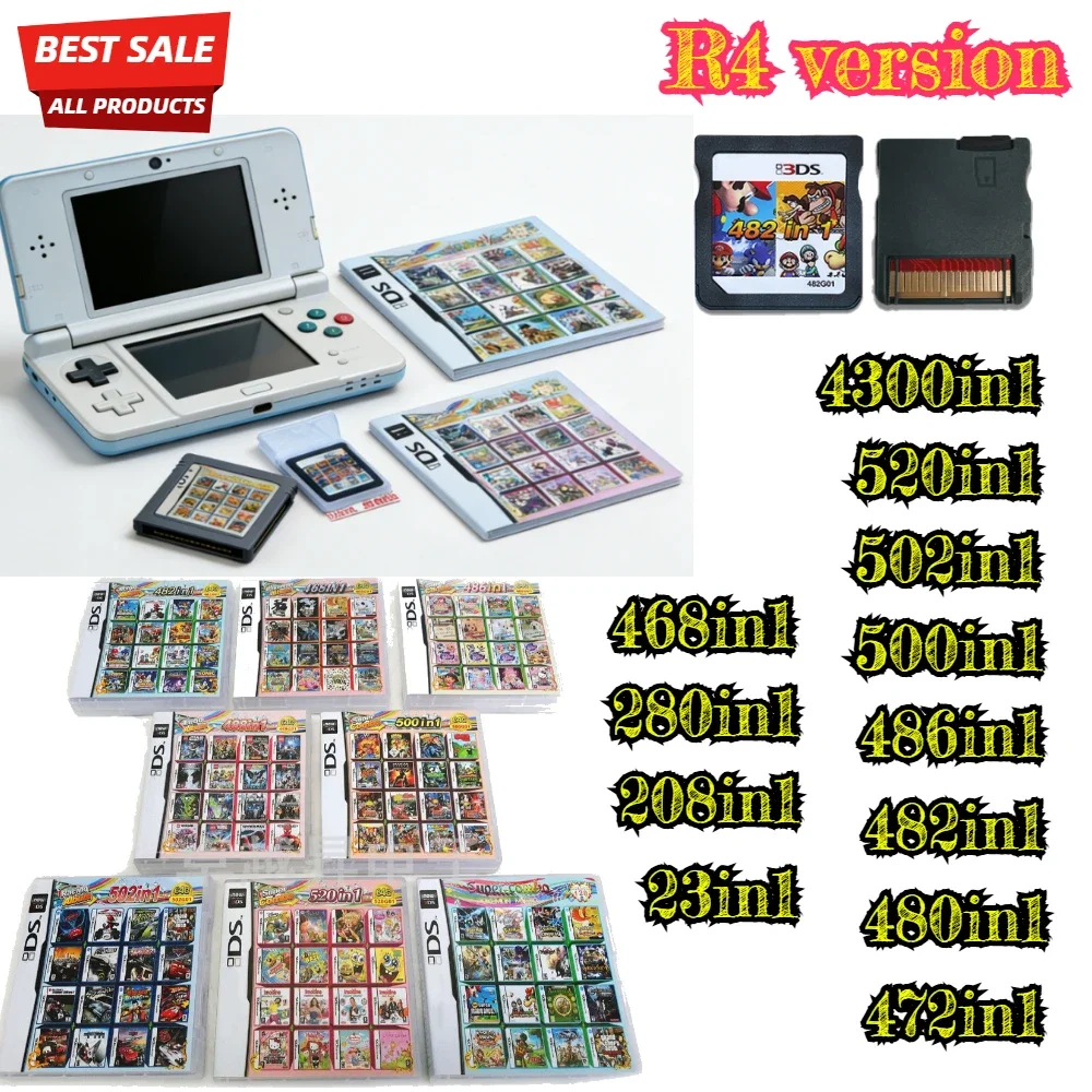 4300in1/208in1/280in1/472in1/520in1 MULTI CART Super Combo Video Games Cartridge Card Cart For DS NDS 3DS 3DSXL 2DS NDSL NDSI ﻿