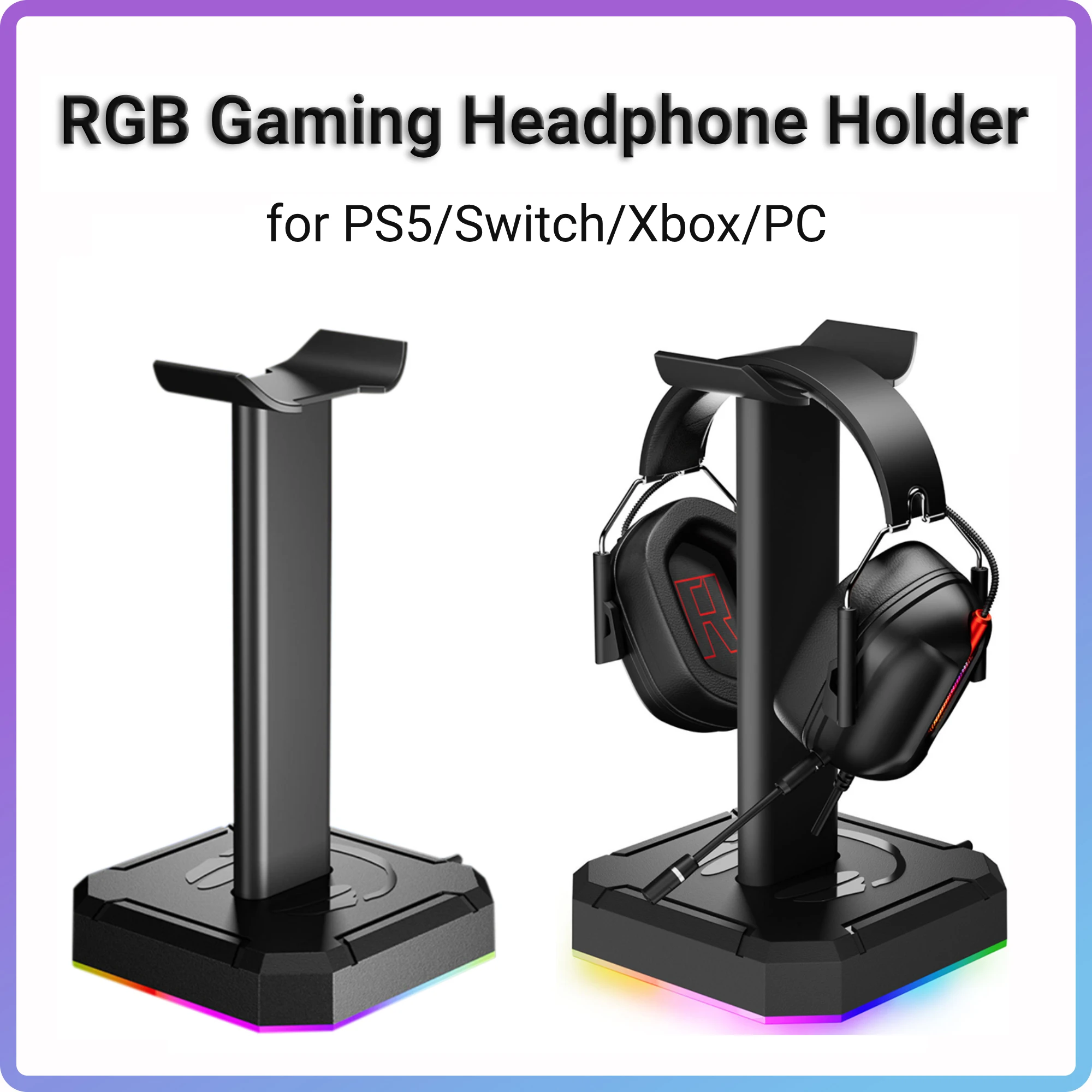 Gaming Headphone Support Holder Portable Headsets Storage Stand RGB Earphones Hanger Rack Bluetooth Headphones Vertical Bracket