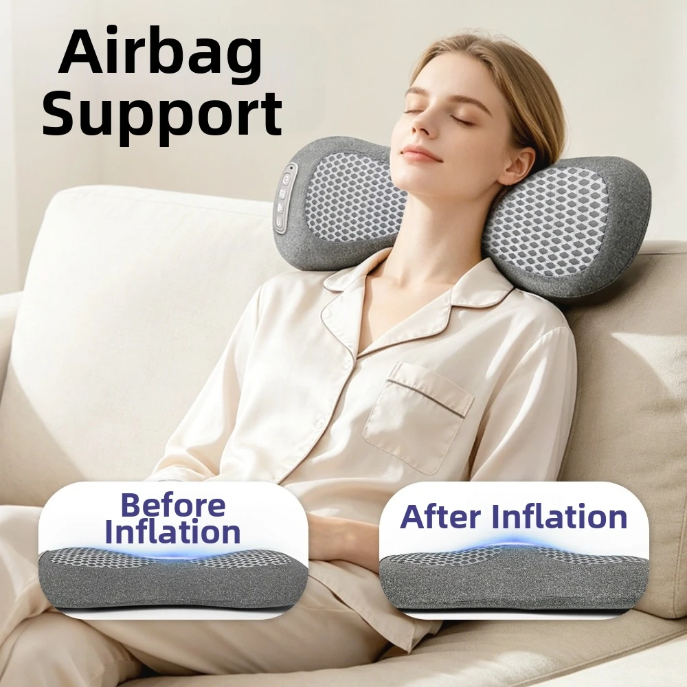 Breathable Neck Massager Pillow Quick-drying Vibration Massage Lumbar Support Pillow Ergonomic Airbag Lift Neck Stretch Pillow