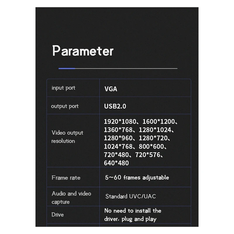 VGA To USB Adapter Converter With Audio And Video Capture Card High-Difinition Picture Quarity