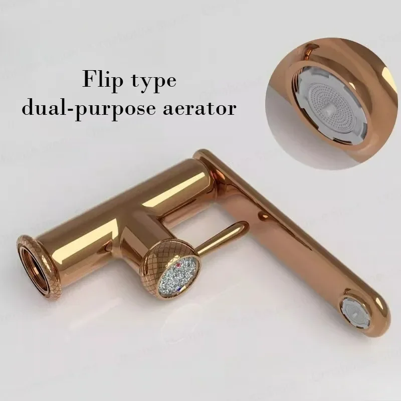 

Luxury Rose Gold Bathroom Basin Faucet Mixer Sink Tapware Hot Cold Water Brass Gourmet Washbasin Tap