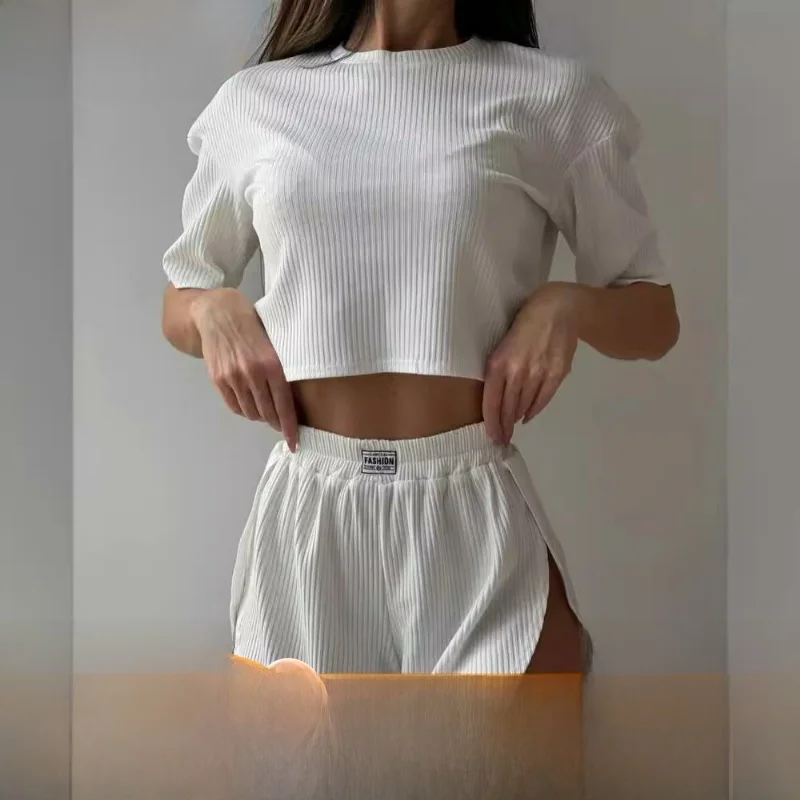 

Women's Ne Tirt orts TwoPiece Set Low Waist Bamboo Fiber Autumn Collection Spring Summer Season Comfortable Casual Outfit