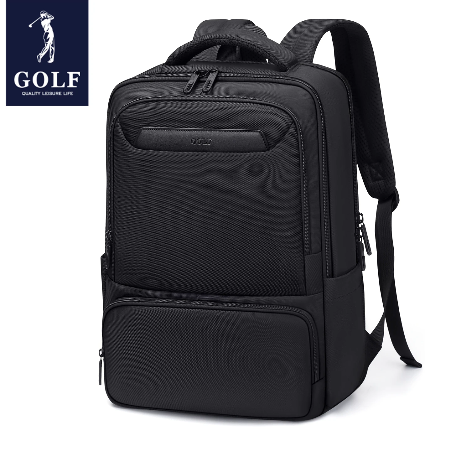 

GOLF Large Capacity Backpack For Men School Backpack 16" Laptop Bag Simple Solid Color Oxford Cloth Travel Backpack Black