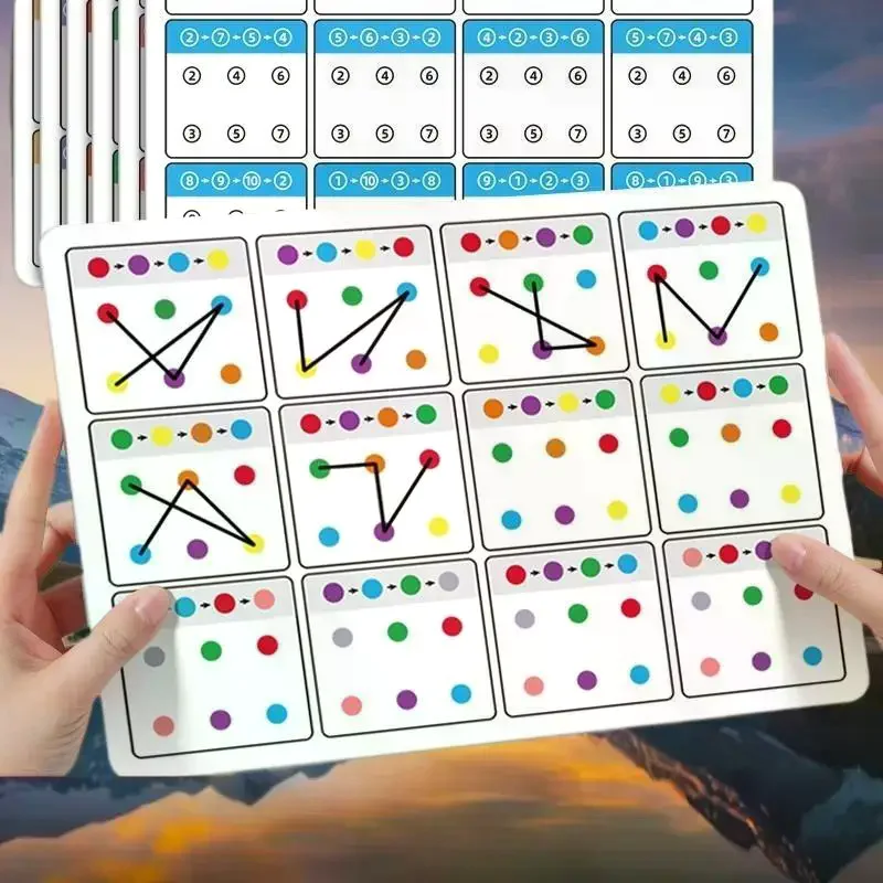 ชุดแบบฝึกหัดการจดจำสีสำหรับเด็กอนุบาลพร้อมการ์ดเชื่อมโยงการเรียนรู้ตัวเลขและของเล่นฝึกการประสานงานระหว่างมือและตา