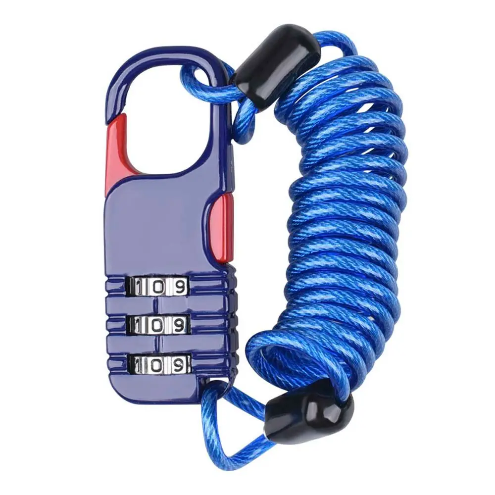 Three Digit Password Bicycle Rope Lock Zinc Aluminum Alloy Helmet Lock Anti Theft Motorcycle Wire Rope