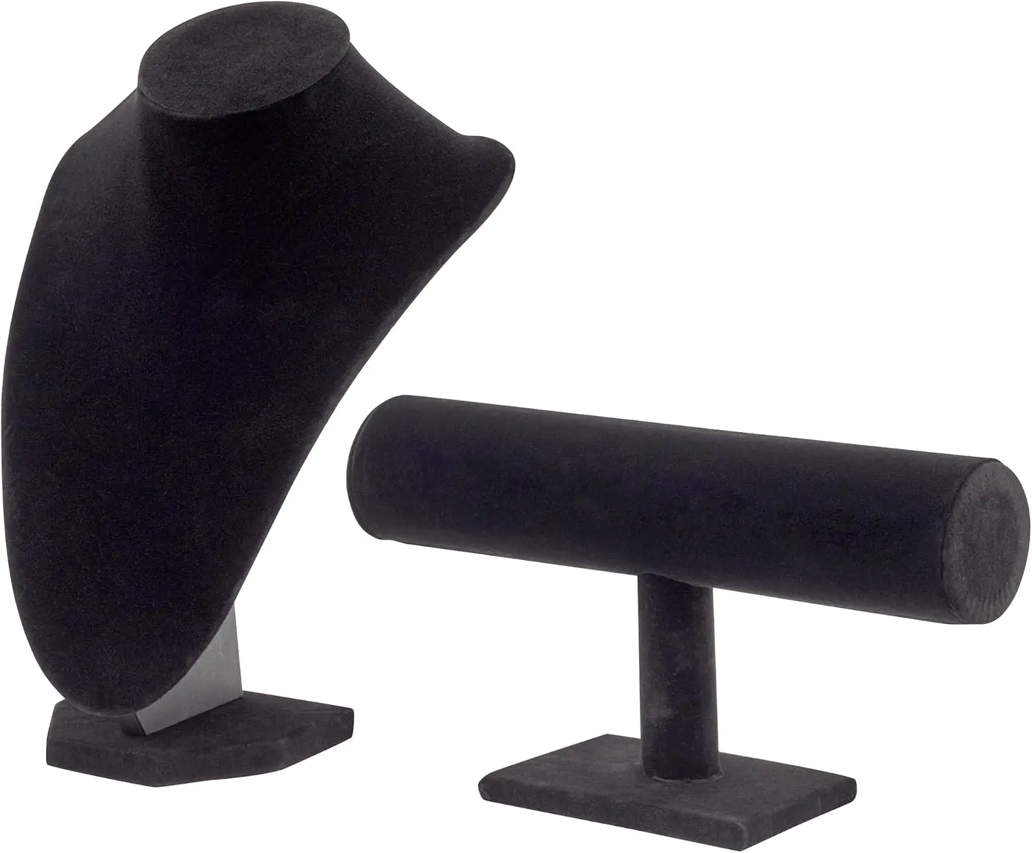 Retail Black Velvet Jewelry Display Set with T-Bar Stand and Mannequin Bust for Necklaces Bracelets Bangles Anklets