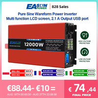 EASUN 12000W 8000W 5000W Pure Sine Wave Inverter DC 12V 24V To AC 220V Portable Power Bank Converter Car Inverter Transformer