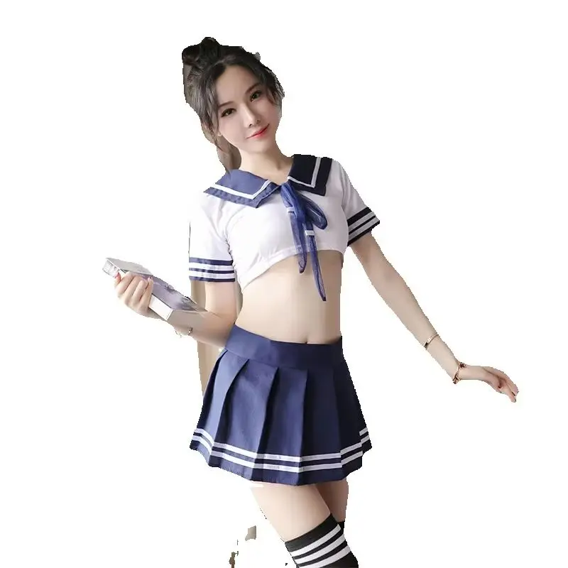 

Sexy Lingerie Student Sailor Suit Anime Two-piece JK Uniform Temptation Stockings Sexy Cosplay Japanese Female Student Uniforms