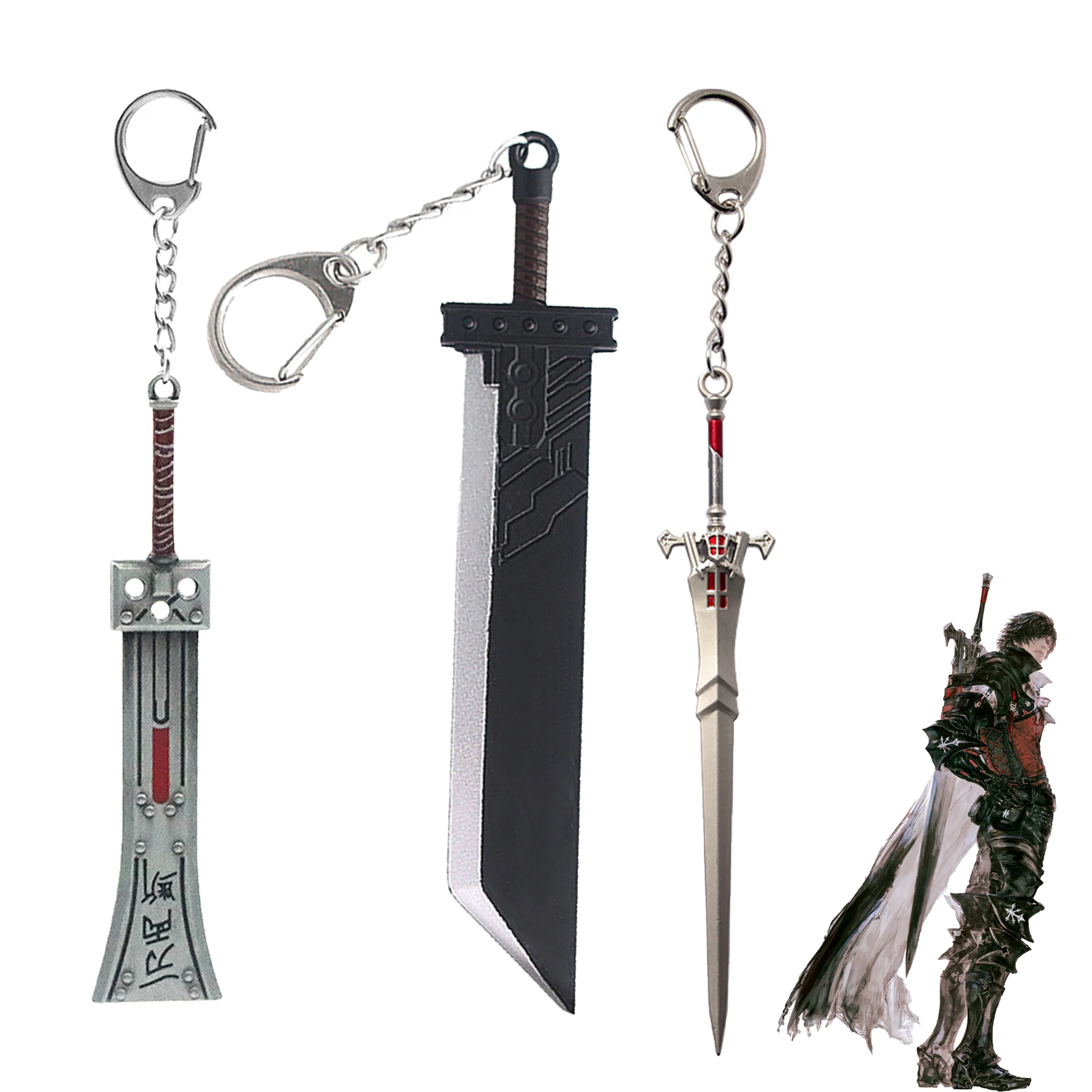 Game Final Fantasy 7 VII Remake Sword Keychain Zack Fair Weapon Cloud Strife Buster Sword Pendant Keyring Unisex Cosplay Prop