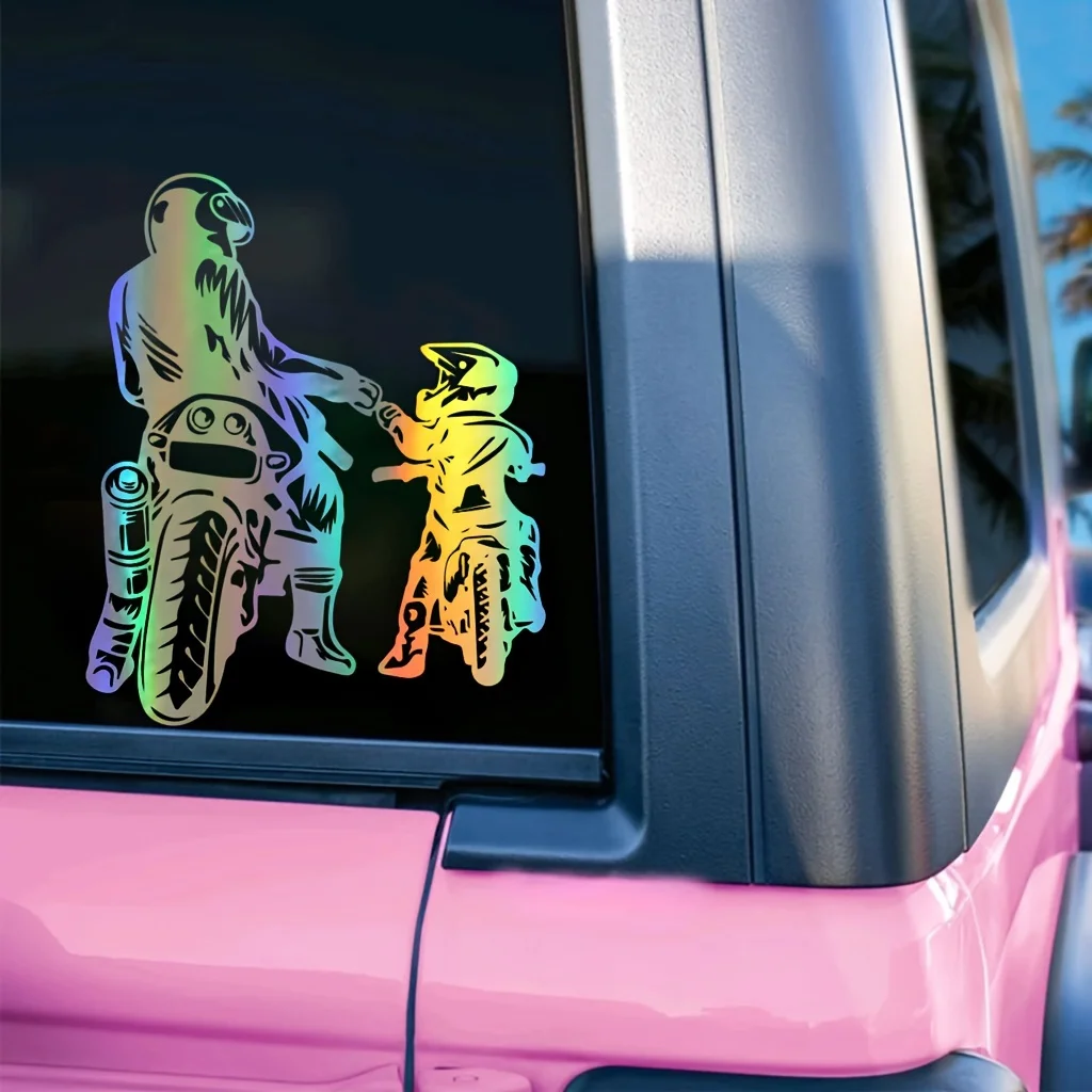 Dad & Son Biker Parent-child Time Waterproof Vinyl Sticker for Car Motorcycle Laptop Decor