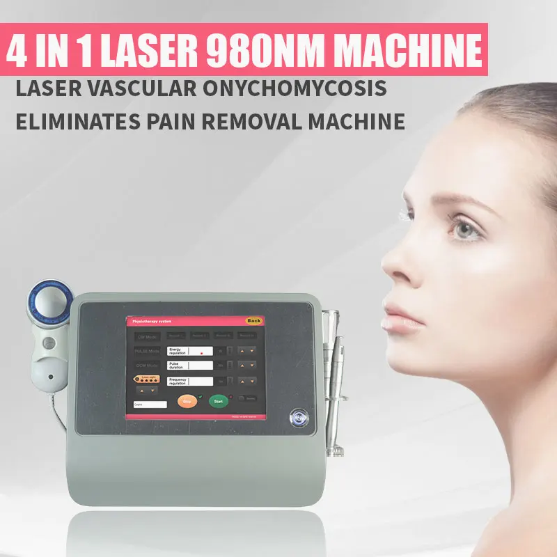 2 -7 Handles 980nm Laser Machine Spider Vein Vascular red blood remove Skin Cooling ice hammer Pain relief Onychomycosis therapy